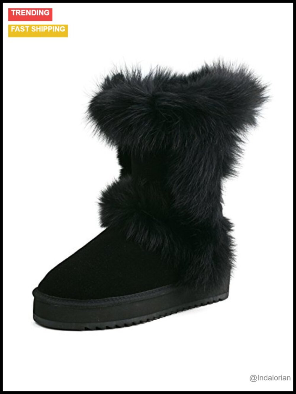 Waterproof Genuine Suede Platform Winter Snow Boots with Faux Fur Lining